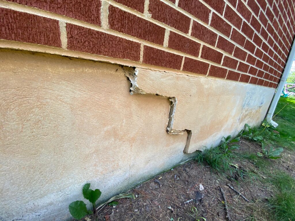 Severe foundation crack requiring professional repair
